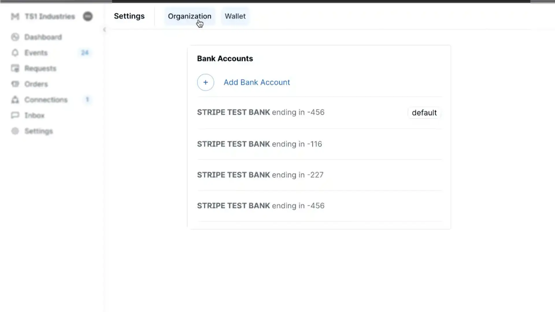 Partsimony Settings - Manage Wallets and Bank Accounts