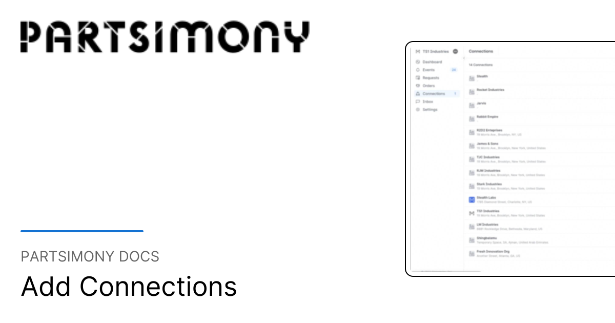 Add Connections | Partsimony Docs