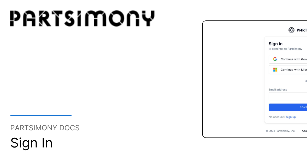 Sign In | Partsimony Docs